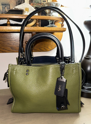 COACH 1941 Rogue 25 Pebbled leather satchel bag purse 54536 Olive