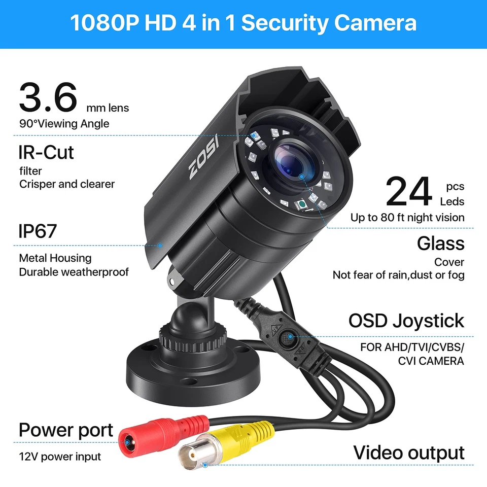 2.0MP 1080P HD 1920TVL Security Camera Hybrid 4-in-1 TVI/CVI/AHD/960H CVBS CC... - Image 2 of 4