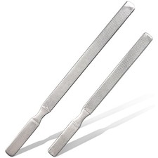 2-Pack Stainless Steel Toe Nail Files, 4-Sided Design for Thick Nails, Silver