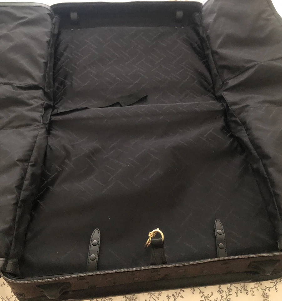 Maleta de viaje grande Salvatore Ferragamo negra/bronceada logotipo Gancini cuero/lona Foto 2 de 4