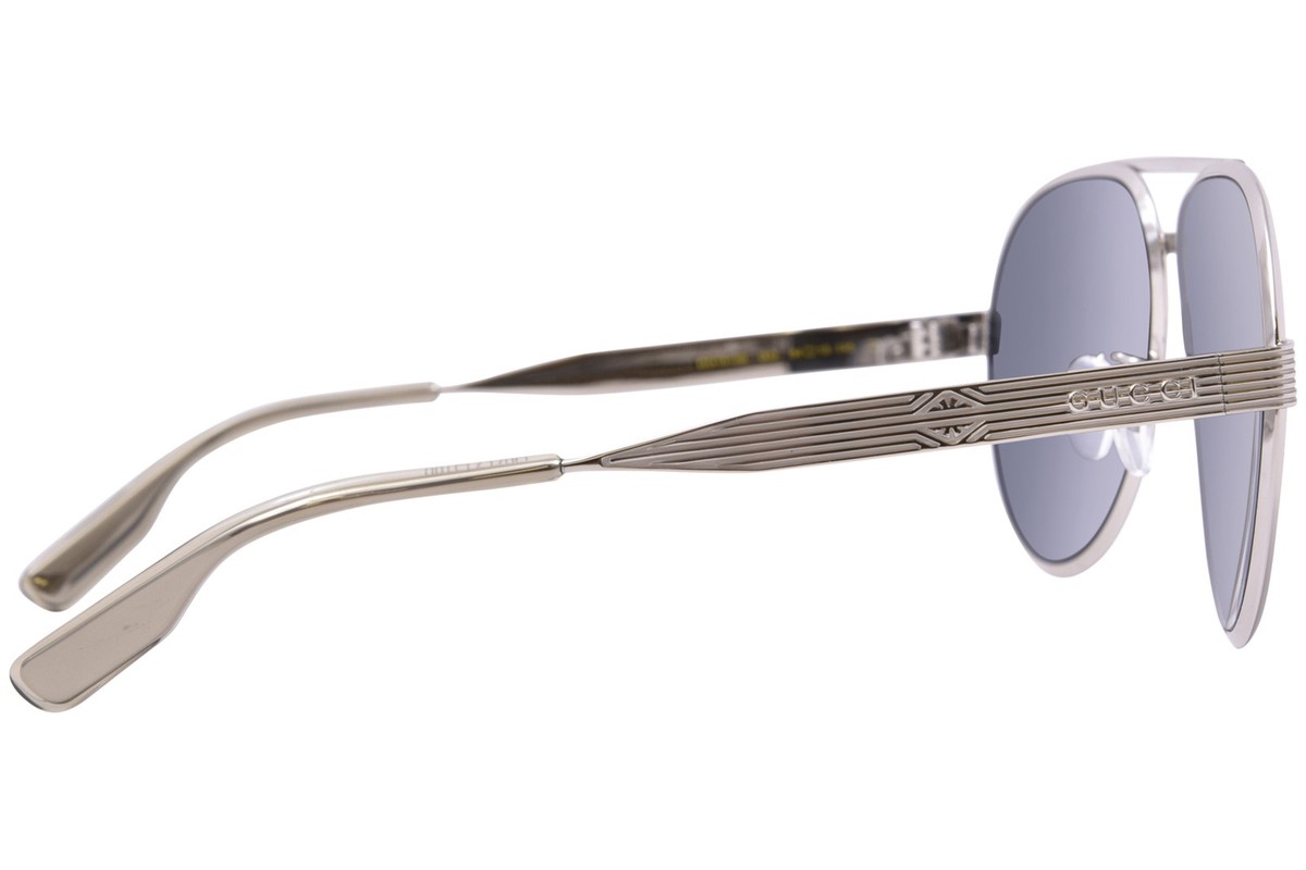 GUCCI 眼鏡　度入　金属素材　プラスチック シルバー　サングラス　メガネ Gucci GG1513S 003 Sunglasses Silver/Grey Lenses Pilot Style 64mm