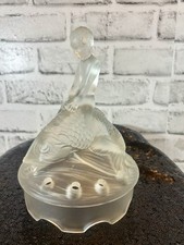 RARE 1920  s Art Deco Glass Flower Frog Boy On Fish Schweig  Muller Germany