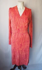 Diane Von Furstenberg Silk Jersey Knit Wrap Midi Dress Coral 10 *Runs Small*