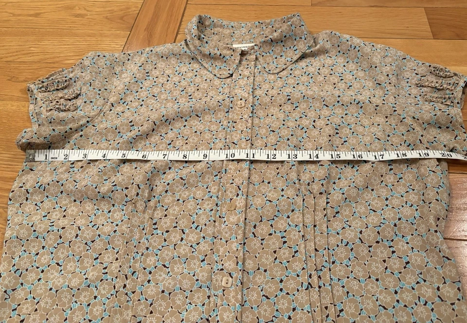 Vintage Covington Women's Button up Blouse Brown & Blue Floral Short Size Medium - Image 4 of 4