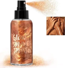 Body Glitter Spray - Bronze Body Shimmer for Face, Hair & Body, Moisturizing Lum