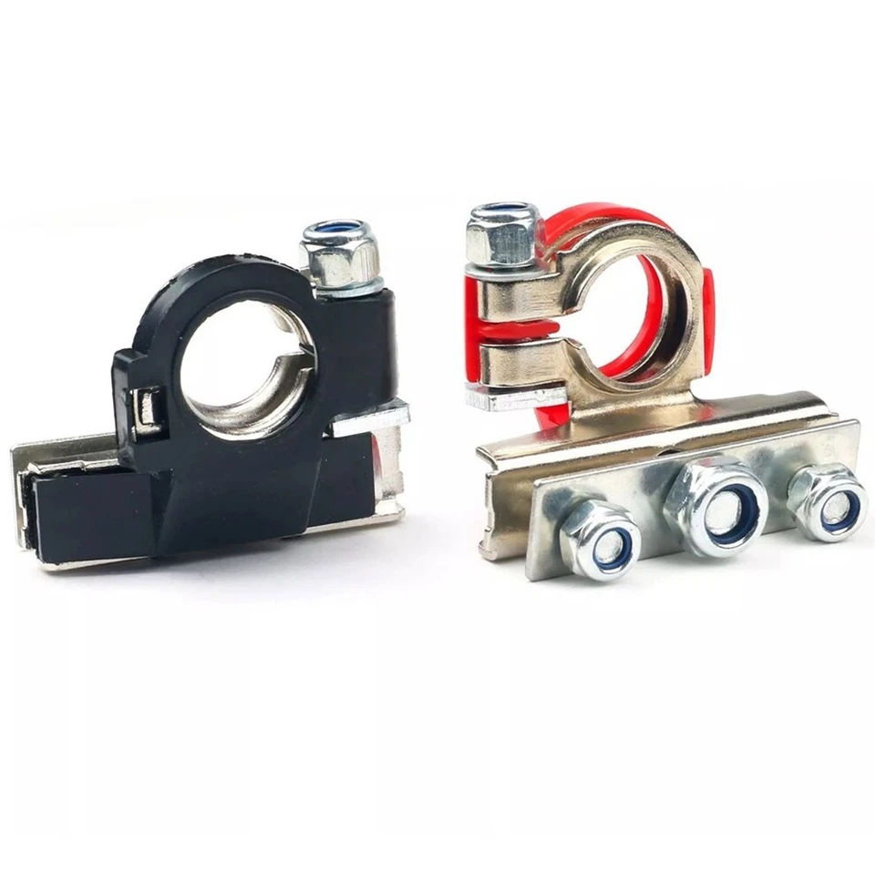 2x Abrazaderas negativas positivas para conector de terminal de batería para automóvil auto furgoneta caravana∂ Foto 4 de 4