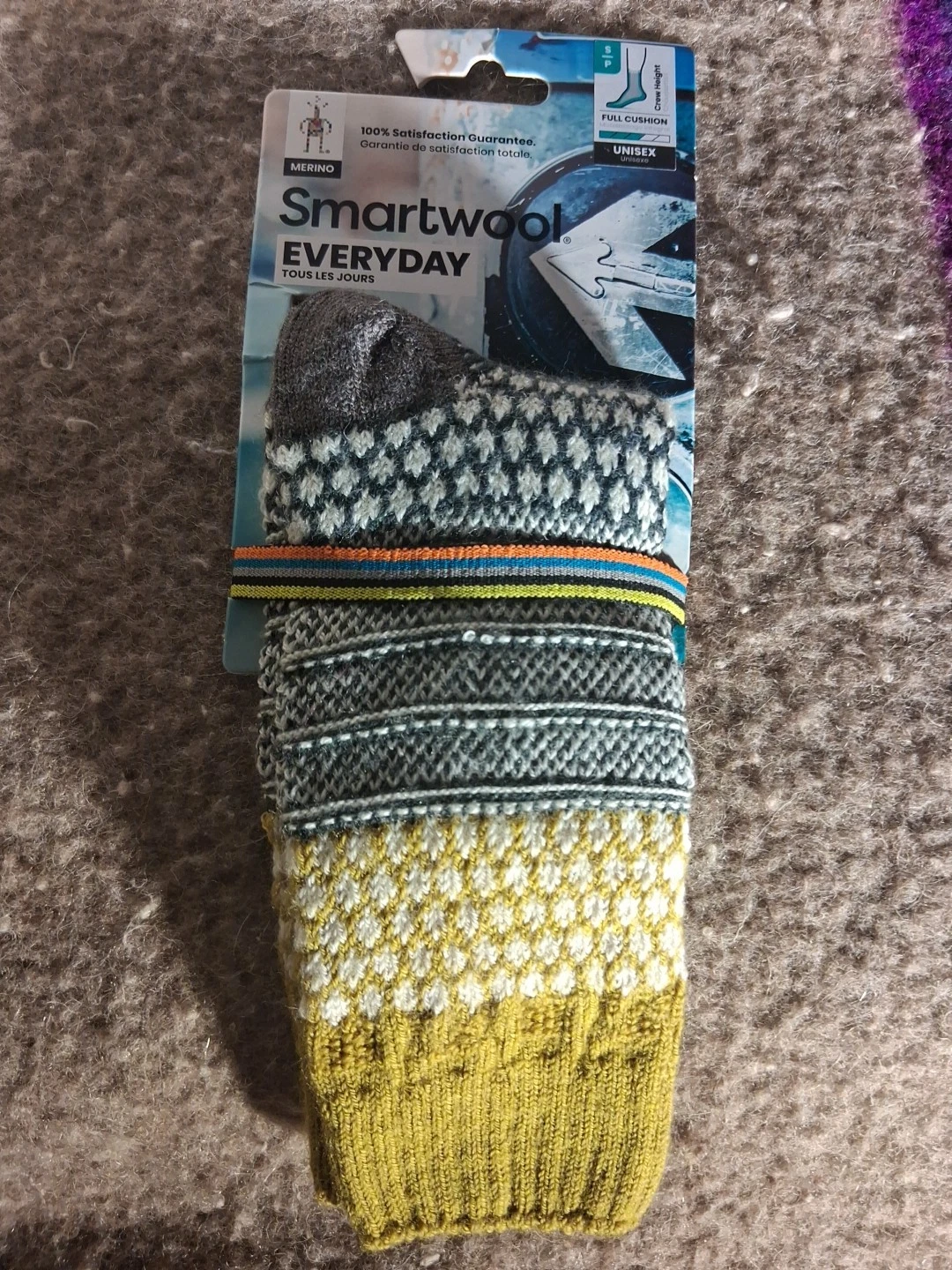 Smartwool socks women small sm s popcorn cable merino wool crew Green Gold cozy