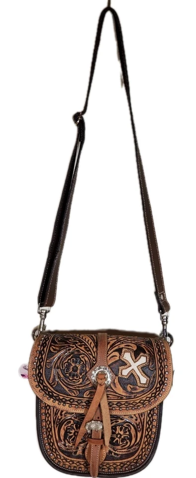 Bolso Cartera Blazin RoXX Cora Tostado Tooled Oculto Sillín N7514208 Nuevo Foto 2 de 4