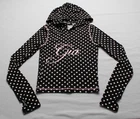 I.Am.Gia Women's Blare Cropped Full-Zip Hoodie AP2 Black Polka Dot Small NWT