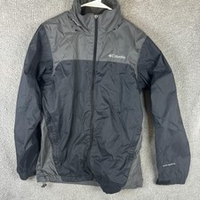 Columbia Omni-Shield Jacket Mens Small Gray Black Hooded Full Zip Windbreaker