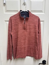 Johnston  Murphy Sweater Men Medium Heather Red XC4 Performance 1/4 Quarter Zip