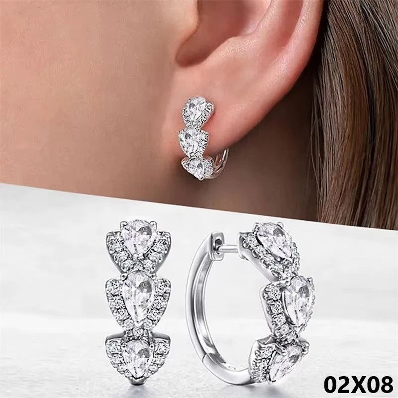 Luxus Damen Ohrringe Creolen mit Zirkonia Gold Silber Rosegold - Bild 4 von 4