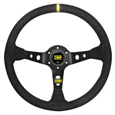 OMP Corsica Competition 350mm Dia Steering Wheel, Leather (Black, Yellow Stitch)