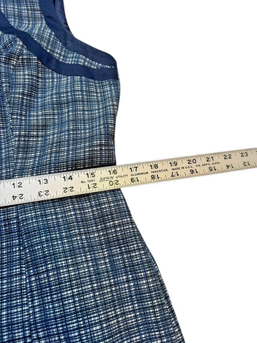 Talbots Navy Blue Textured Tweed Linen Cotton Sleeveless Sheath Dress Size 8 - Picture 7 of 9