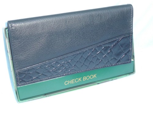 Alligator "Gator" skin WILDLIFE Leather Checkbook NIB by Rico black+ - Picture 3 of 10