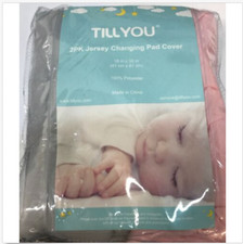 TILLYOU Jersey Knit Ultra Soft Changing Pad Pack of 2, Jade Pink  Lt Gray