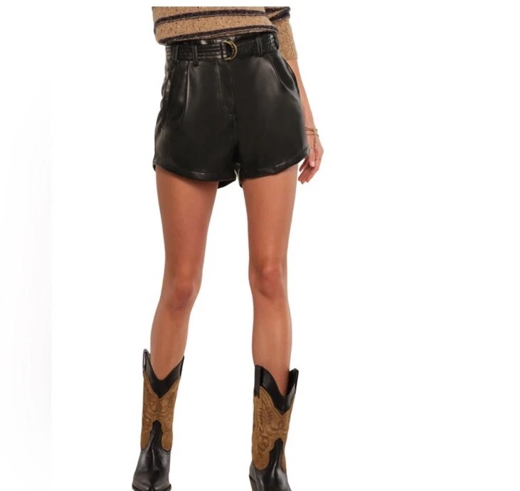 Pantalones cortos de cuero suave mantecoso Heartloom Anina para mujer talla grande en negro Foto 4 de 4