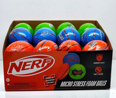 Lot of 12 Nerf Micro Foam Sports Ball Set, Soft Stress Relief Balls Multicolored