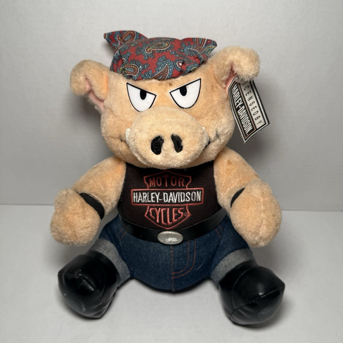 Vintage Harley Davidson Plush Hog 1994 Stuffed Toy Pig Motorcycle