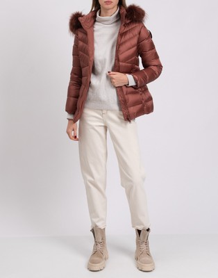 RRP  250 BOMBOOGIE Down Quilted Jacket Size 1 / S Water Repellent Raccoon Fur
