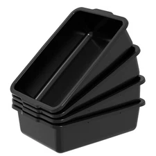 4 Packs Plastic Commercial Utility Bus Boxes, 32 L Commercial Bus Tubs, Black