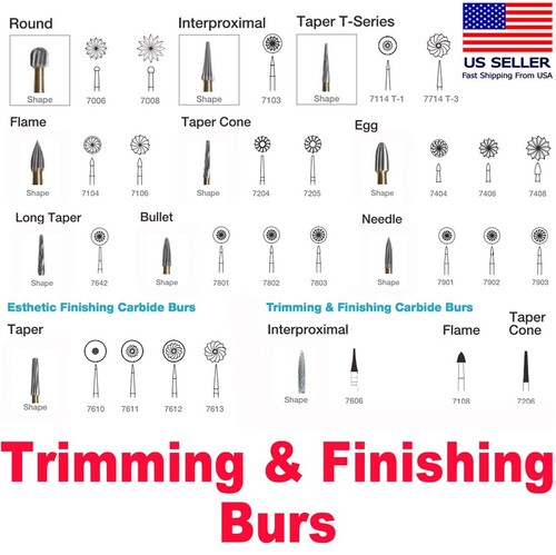 Trimming & Finishing gold carbide burs with blades Friction Grip different sizes - 第 2/25 張圖片