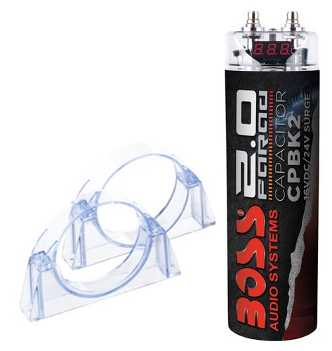 Boss CPBK2 2 Farad 12-Volt Digital Voltage Car Audio Power Capacitor LED Black