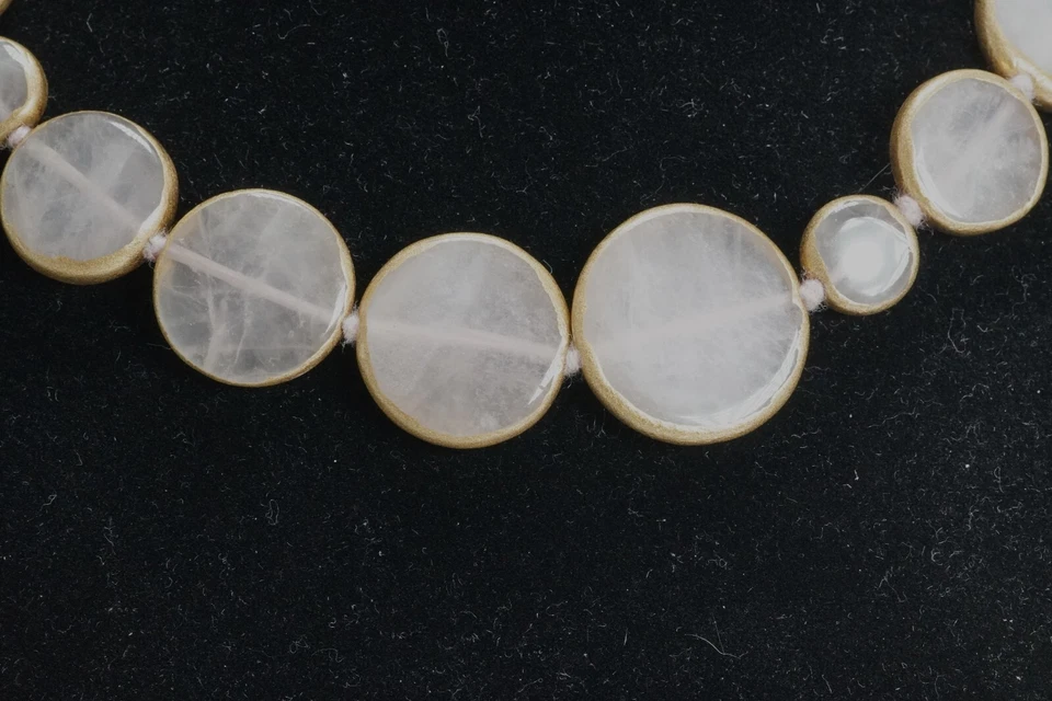 复古大众 DP 纯银玫瑰石英圆盘声明项链 — 第 2/4 张图片