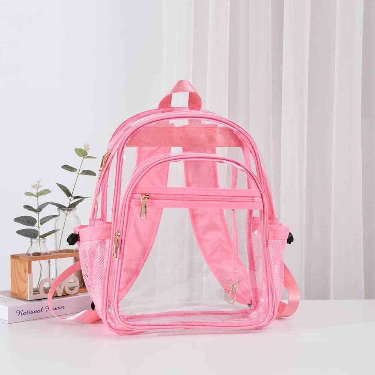 Clear Stadium Backpack with Pink Trim Barbiecore | eBay display picture 2