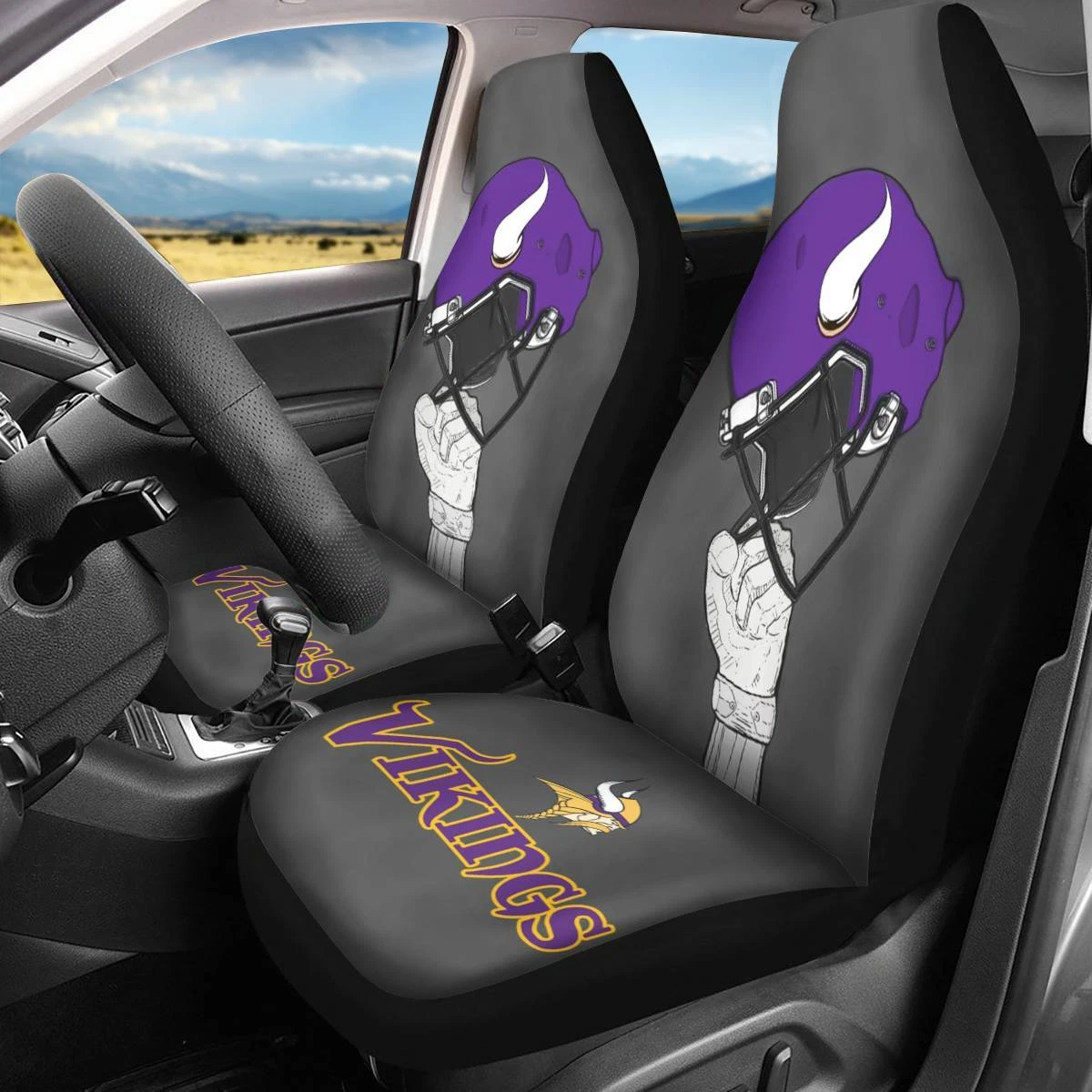 Car Seat Cover Seat Protector 2Pc with Minnesota Vikings