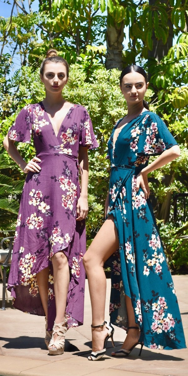 purple maxi flowers mini dress Floral Mini Dress