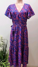NWT Cupshe Women's Floral Print Beach Dress Small Blue Red