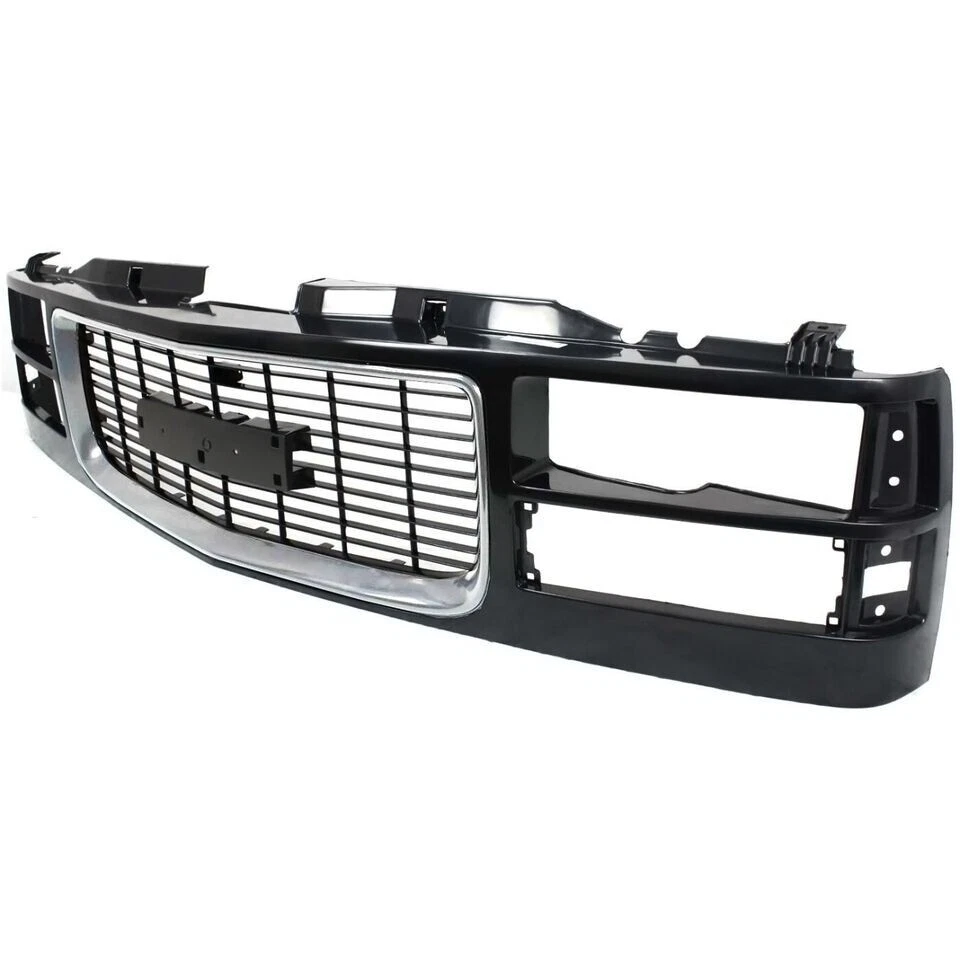 New Front Grille Black With Chrome Fits 1994-2000 GMC C/K Series / 1994-99 Yukon Foto 3 de 4