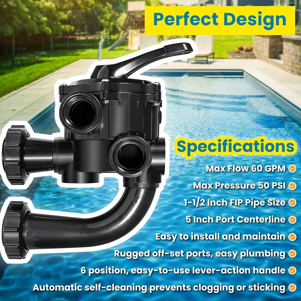 Multiport Valve Side Mount for Hayward SPX0710X32 S200 S240 Sand Filter 1.5 Inch - Image 4 of 4
