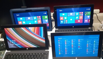 Lot of 4 Working Surface RT 8.1 10.6'' 3 Quad Core Tablets Sold For Parts
