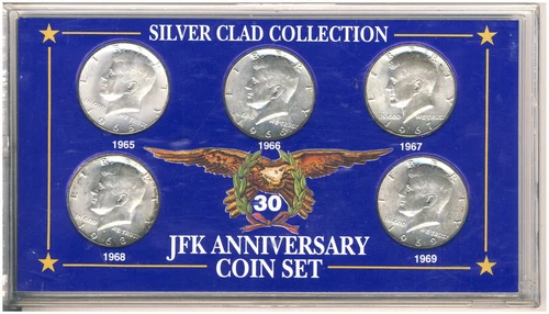 JFK 30th Aniversary Silver Clad Collection  1/2 Dollar Uncirculated 1965-69 8038