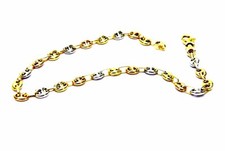 Bracelet Or 18K (750) Jaune Blanc Et Rose Maille Marinara Cm 18,80