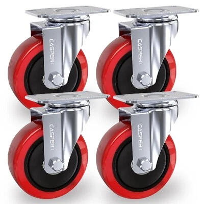 CASPERI 4 x Heavy Duty 100mm 700KG Rubber Swivel Castor Wheels Trolley Furniture Caster