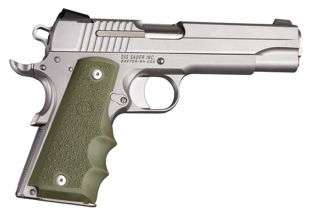 Hogue Colt 1911 Government Govt Rubber Grip Finger Grooves Od Green Odg For Sale Online Ebay