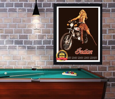 Indian Motorcycle - 1970s - Vintage - Man Cave - Metal Sign 11 x