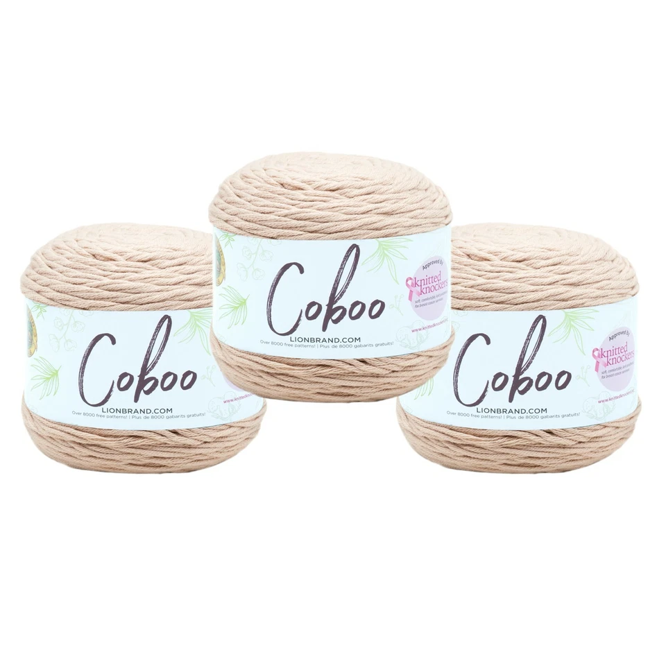 (3 Pack) Lion Brand Yarn 835-123Q Coboo Yarn, Tan