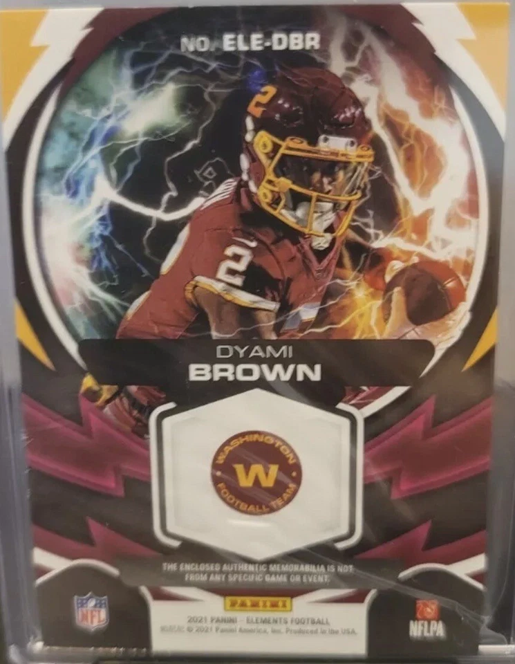2021 Panini Elements DYAMI BROWN RC ELECTRIC 3 COLOR PATCH Rookie SP #’d 10/47 - Image 2 of 2