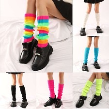 Women Leg Warmers Crochet Knit Ribbed Knee High Solid Ballet Dance Sock Long