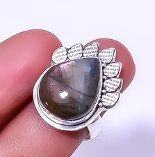 Purple Flash Labradorite 925 Sterling Silver Handmade Ring Adjustable 5 A379
