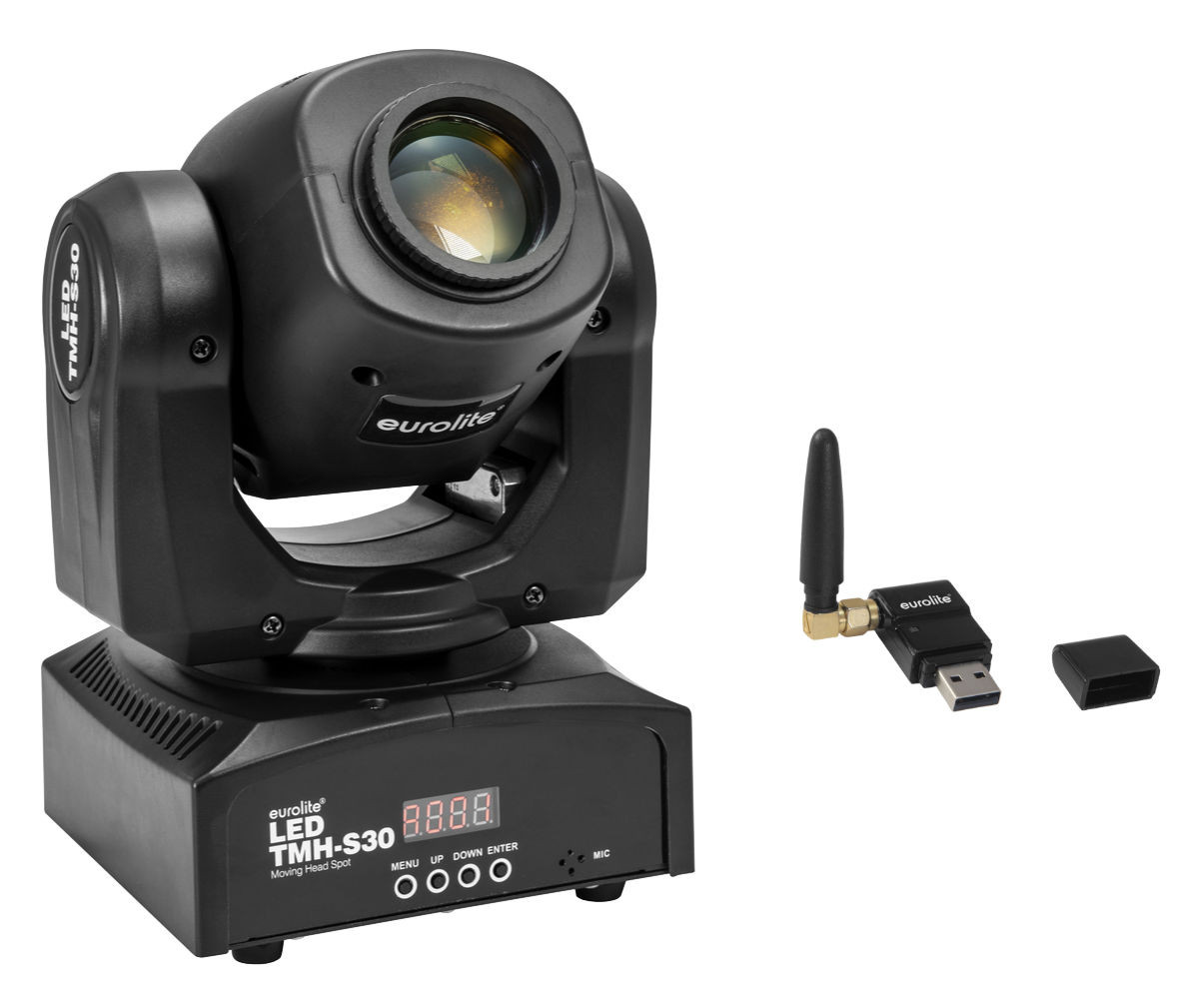 Светодиодный прожектор Eurolite TMH-S30 с подвижной головкой, 30 Вт-COB-LED Farbrad Strobe QuickDMX
