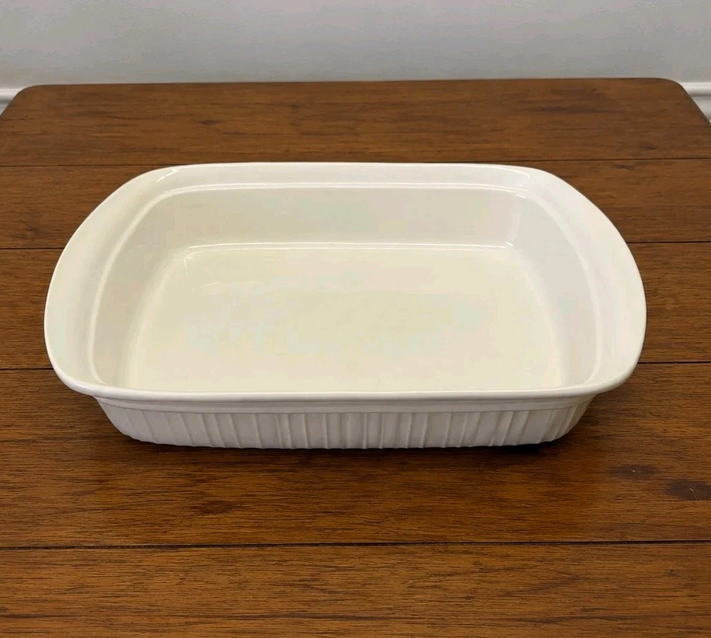 CorningWare 9x13 Stoneware Baking Dish French White Casserole Pan Microwave Oven