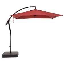 Hampton Bay 8 Ft. Square Offset Patio Umbrella in Chili Red - Base Included