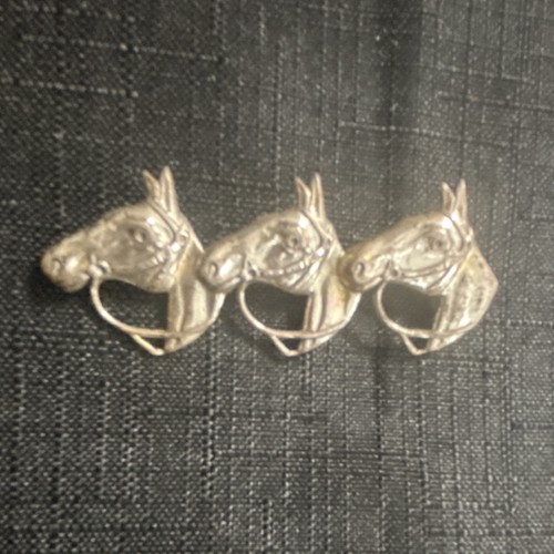 Vintage Beau Sterling Horse Head Metal Pin Brooch Silver Tone Collectible Derby