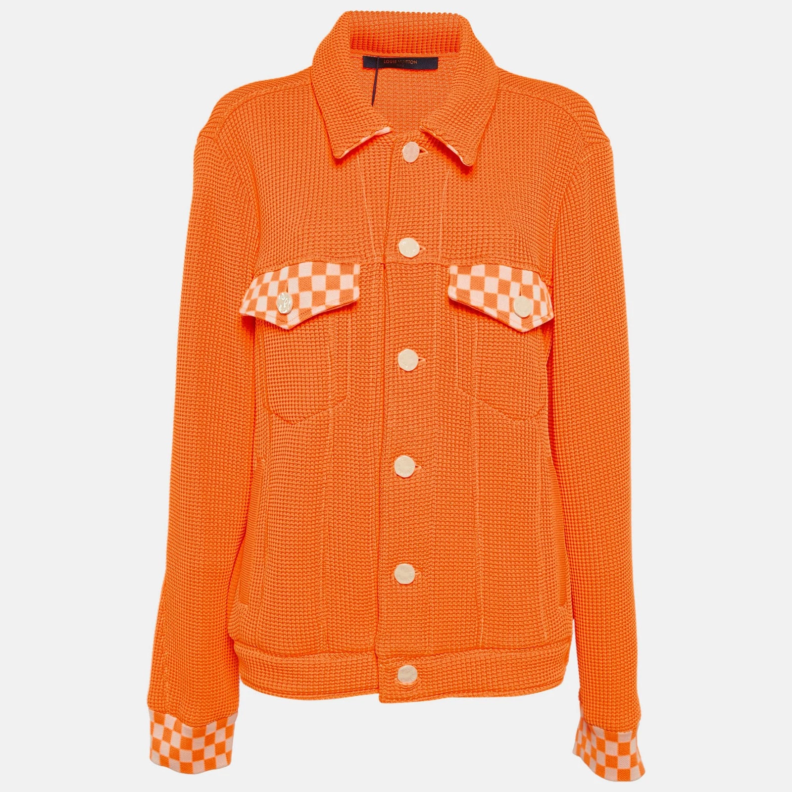 LOUIS VUITTON（LV） Giacca camionista Louis Vuitton arancione fluo maglia a costine XL