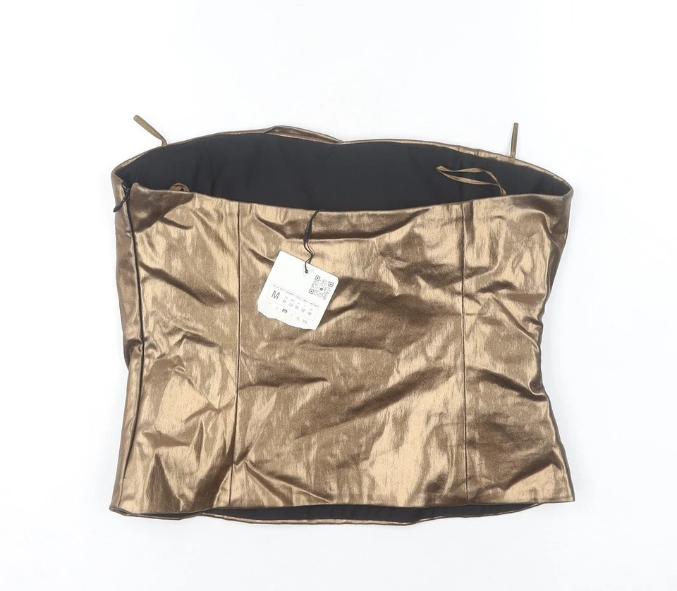 Zara Women’s Gold Strapless Camisole Top UK 12 Partywear - Image 3 of 4